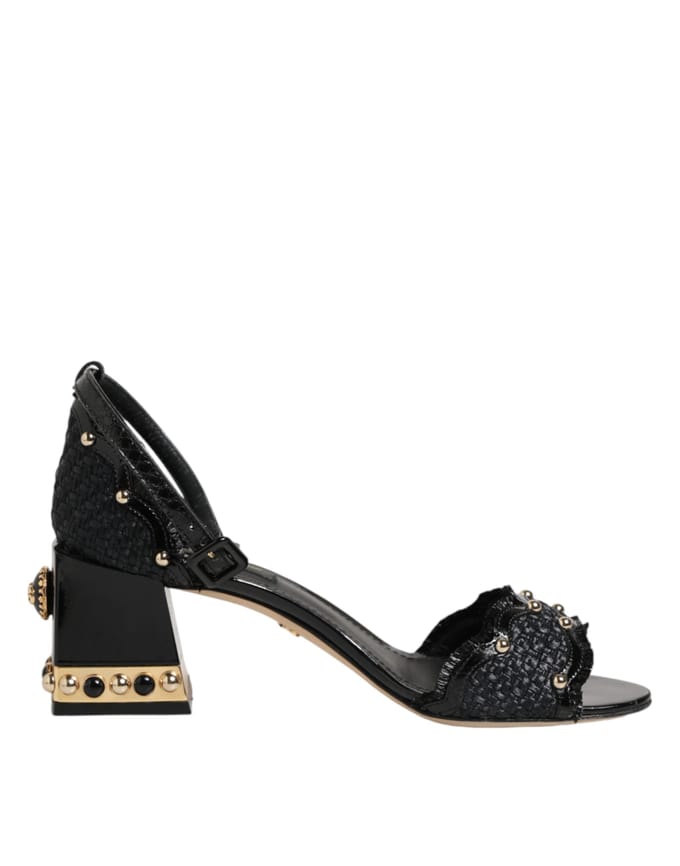 Dolce & Gabbana Zwarte Studded Enkellaars Sandalen Schoenen