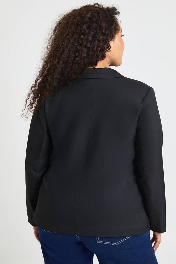boohoo Dames Plus Goudkleurig Afgezet Enkelrijs Blazer | Black | Maat: 22