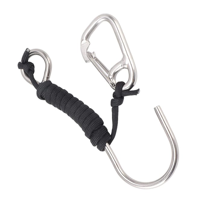 Duiken RVS Enkele Haak Duiken Rifhaak met Lanyard Snelkoppelgesp zwart