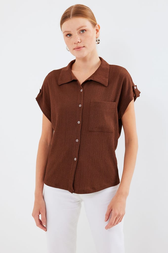 Gestructureerde Crêpe Blouse met Zak