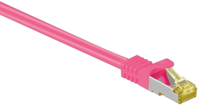 Goobay RJ45 netwerkkabel S/FTP, 500 MHz, met CAT 7 ruwe kabel, magenta, 7,5 m, LSZH halogeenvrije kabelmantel, koper