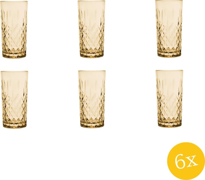 Clayre & Eef Waterglas set van 6 stuks 280 ml Bruin Glas Drinkbeker