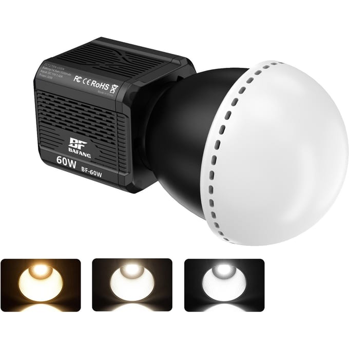 BAFANG BF-60W Compact COB Videolamp 60W LED Invullicht 2700K-6500K Dimbaar 6 Scèneverlichting UK black