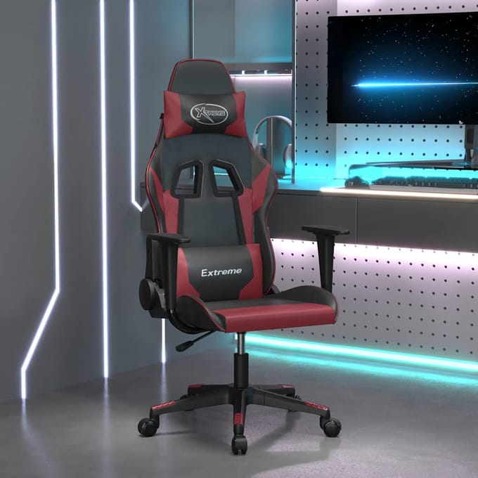 vidaXL - Gamestoel - kunstleer - zwart - en - wijnrood