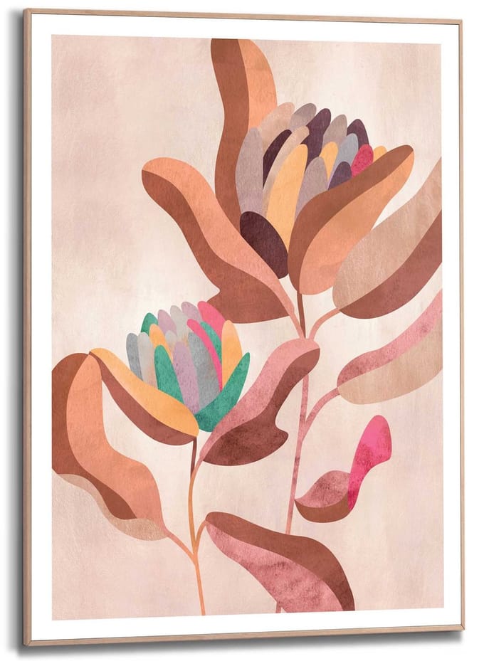 Schilderij Aardse Bloemen - 70 x 50 - Hout - REINDERS