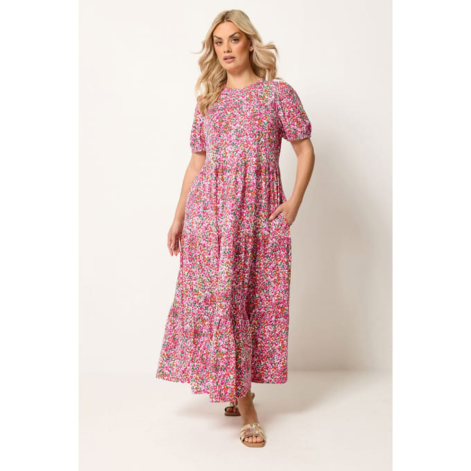 Yours Roze Zomerjurk Met Bloemenprint Size 48