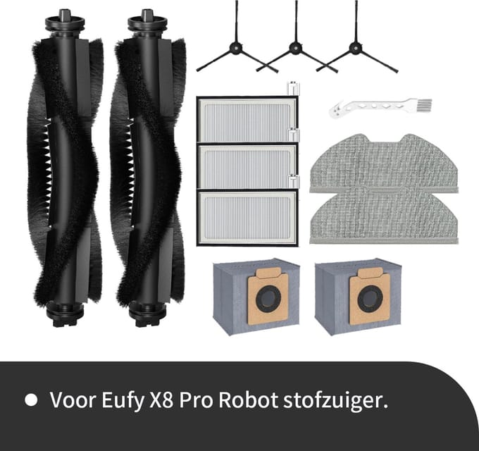 Onderdelen geschikt voor de Eufy X8 pro robotstofzuiger van Replacements - 13-delig