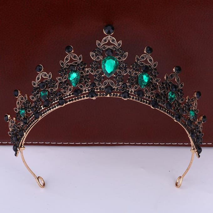 Bruidskroon Hoofddeksel Luxe Koningin Haarband Bruiloft Legering Strass Haaraccessoire Kroon black