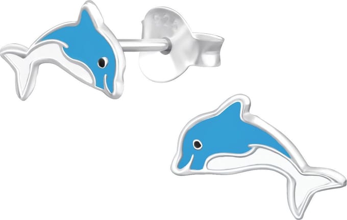 Amanto Kids Oorbellen Chimak - 925 Zilver E-Coating - Dolfijn - 10x7mm