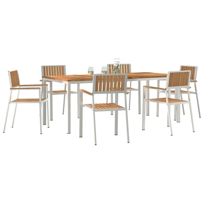 vidaXL Buiten Eettafel Set 7 pcs Bruin Massief Teakhout
