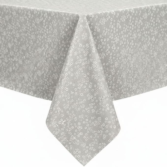 Protecttable - Tafelzeil Bloemetjes Grijs 140x310cm - Tafelkleed Afwasbaar - Kunststof