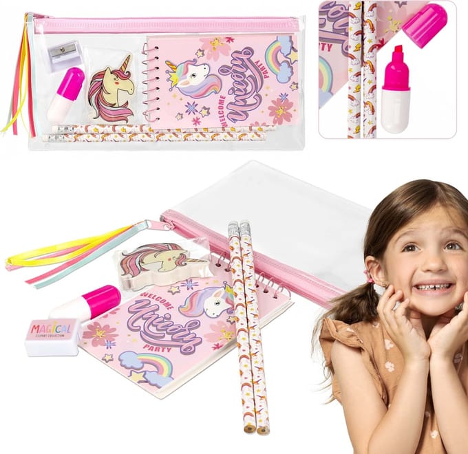Eenhoorn Schoolset voor Meisjes, Pennenzak met Accessoires