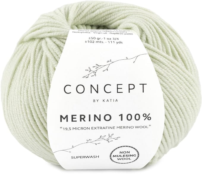 Katia Concept Merino 100% - 95 bleekgroen - Wol Garen