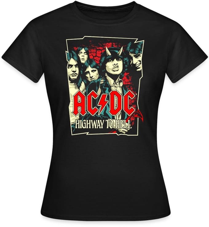 AC/DC Logo En Band Highway To Hell Album T-Shirt Dames