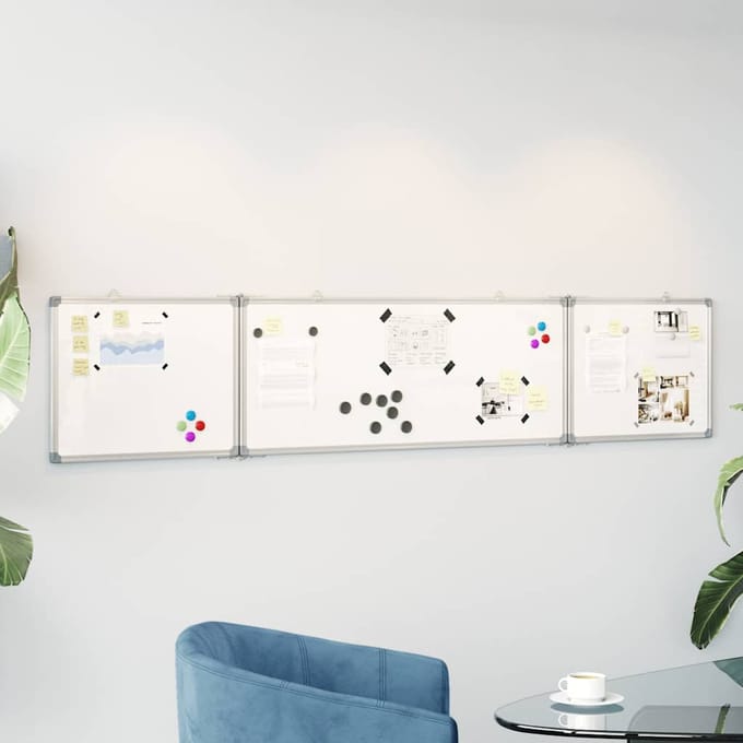 VidaXL magnetisch opvouwbaar whiteboard - 200 x 40 x 1,7 cm, aluminium frame
