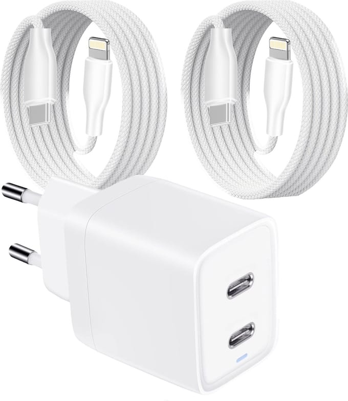 Oplaadsetje geschikt voor iPhone - Oplader met 2 meter lange usb-c Kabels - Snellader