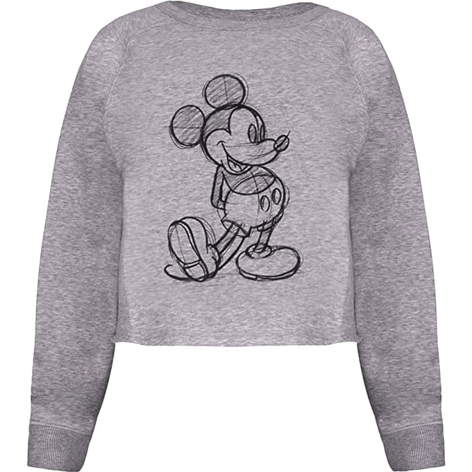 Disney Dames/dames Mickey Mouse Sketch Crop Sweatshirt (Sportgrijs)