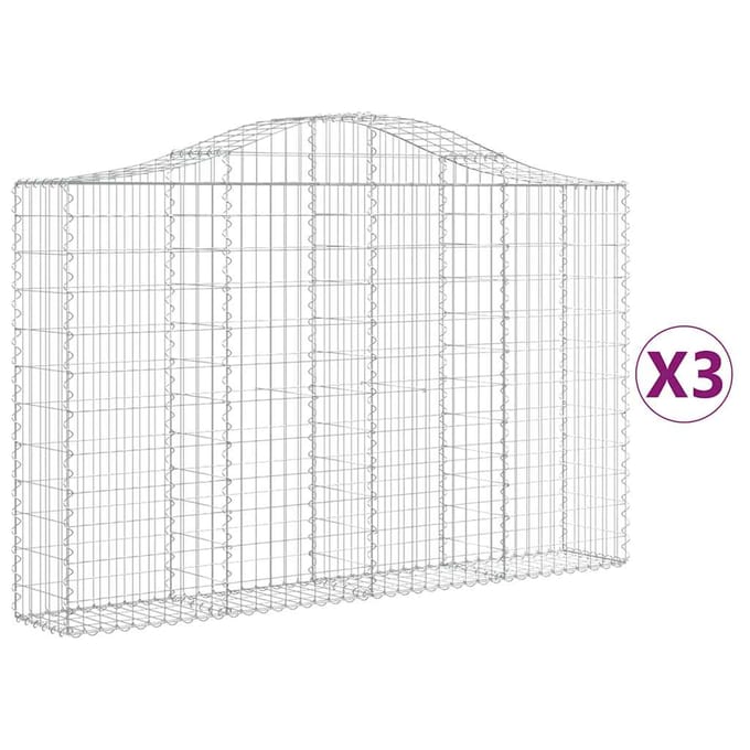 vidaXL - Schanskorven - 3 - st - gewelfd - 200x30x120/140 - cm - ijzer