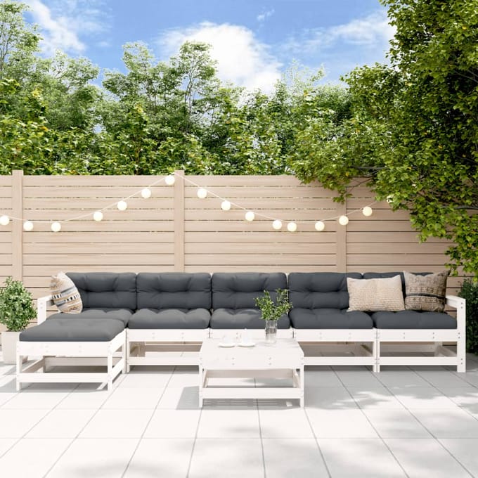 vidaXL - 7-delige - Loungeset - massief - grenenhout - wit