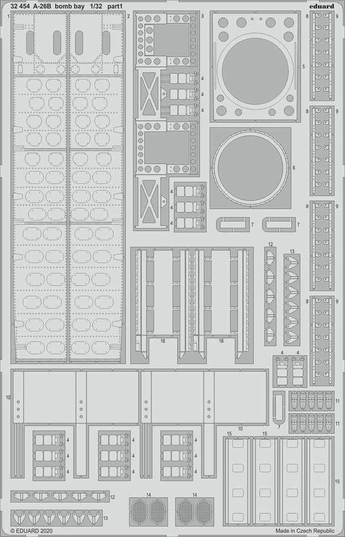 Eduard Modelbouwdecoratie - 32454 Accessoires for A-26B Bomb Bay Photo-etch