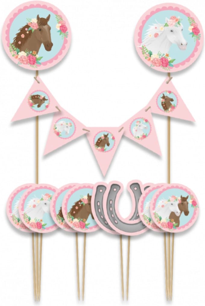 Paperdreams - Taartdecoratie set paarden - 9 stuks