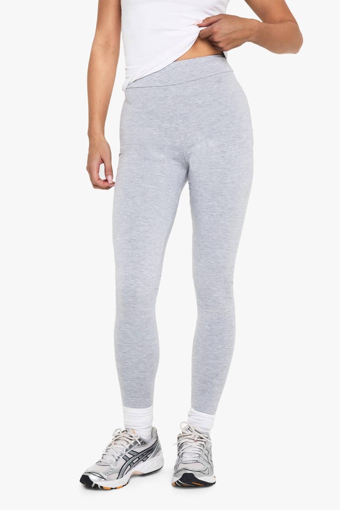 boohoo Dames Dubbele laag Modal-Jersey Legging | Grey Marl | Maat: 12