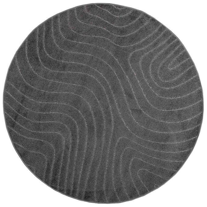 vidaXL - Binnen- - en - buitenkleed - PALMERAS - Antraciet - Ø - 120 - CM - Polyester