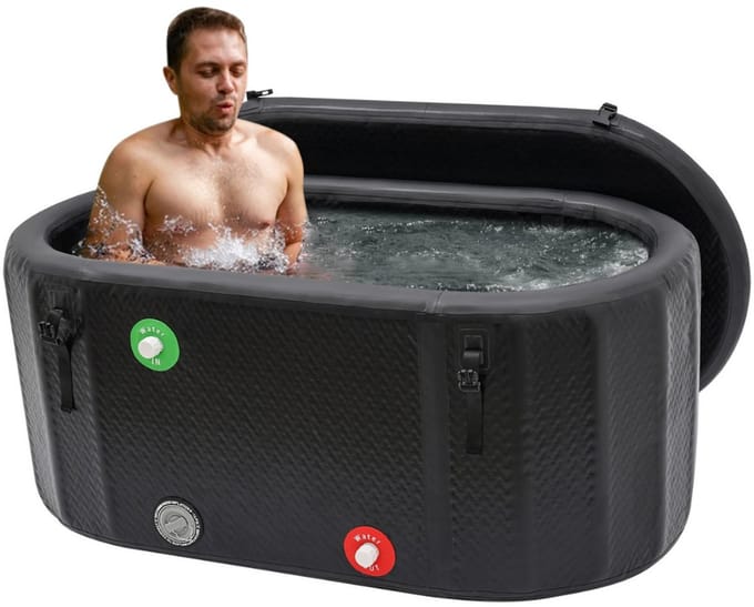 Livano Ijsbad - Zitbad - Ice Bath - Dompelbad - Opblaasbaar - Wim Hof Methode - Zwart