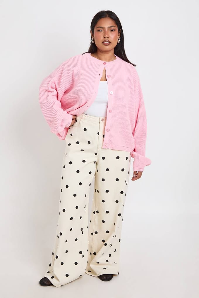 boohoo Dames Plus Geribbeld Vest Met Knoopsluiting | Roze | Maat: 56