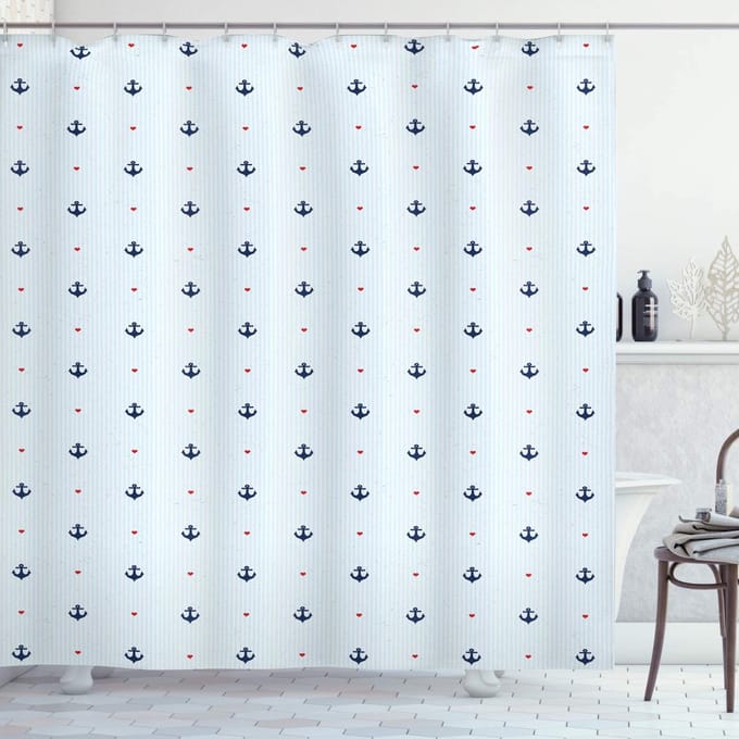 ABAKUHAUS Anker douchegordijn – 175x200 cm – Polyester – Rode harten