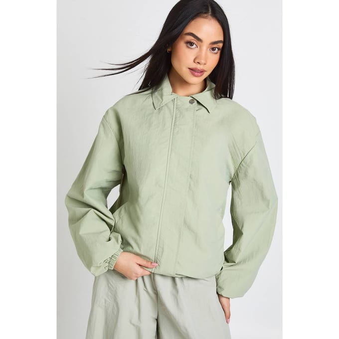 boohoo Dames Oversized Bomberjack | Sage | Maat: 8