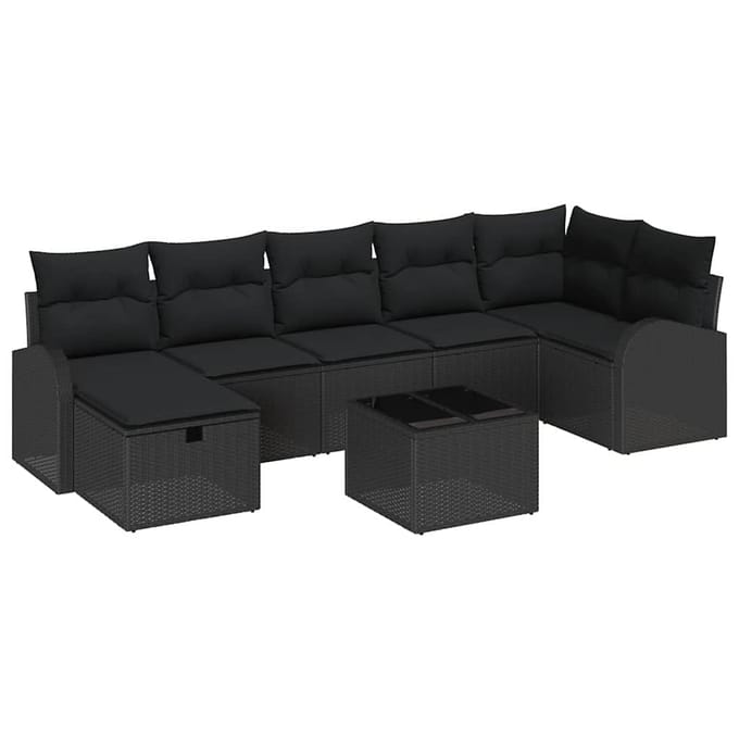 vidaXL - Bankstel - 8 - st - Zwart - poly - rattan