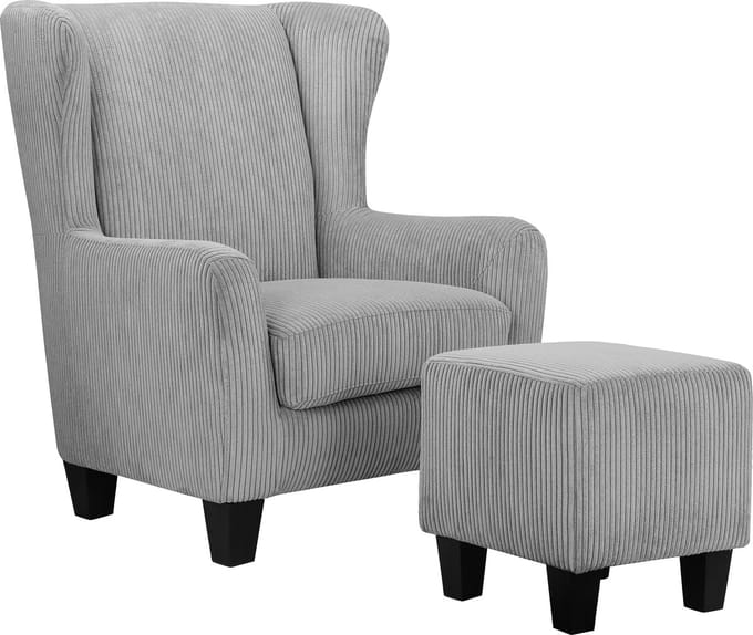 Zhili-Fauteuil met Kruk in Grijze Stof