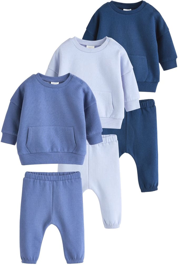 Next - Jongens - Set van 6 babysweatshirts en joggingbroeken - Blauw