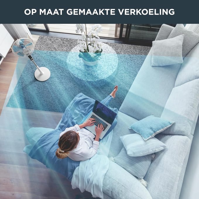 Stilstaande Ventilator - Statief Ventilator - Verkoeling Thuis - Krachtige Luchtstroom - 40 cm - Wit Blauw