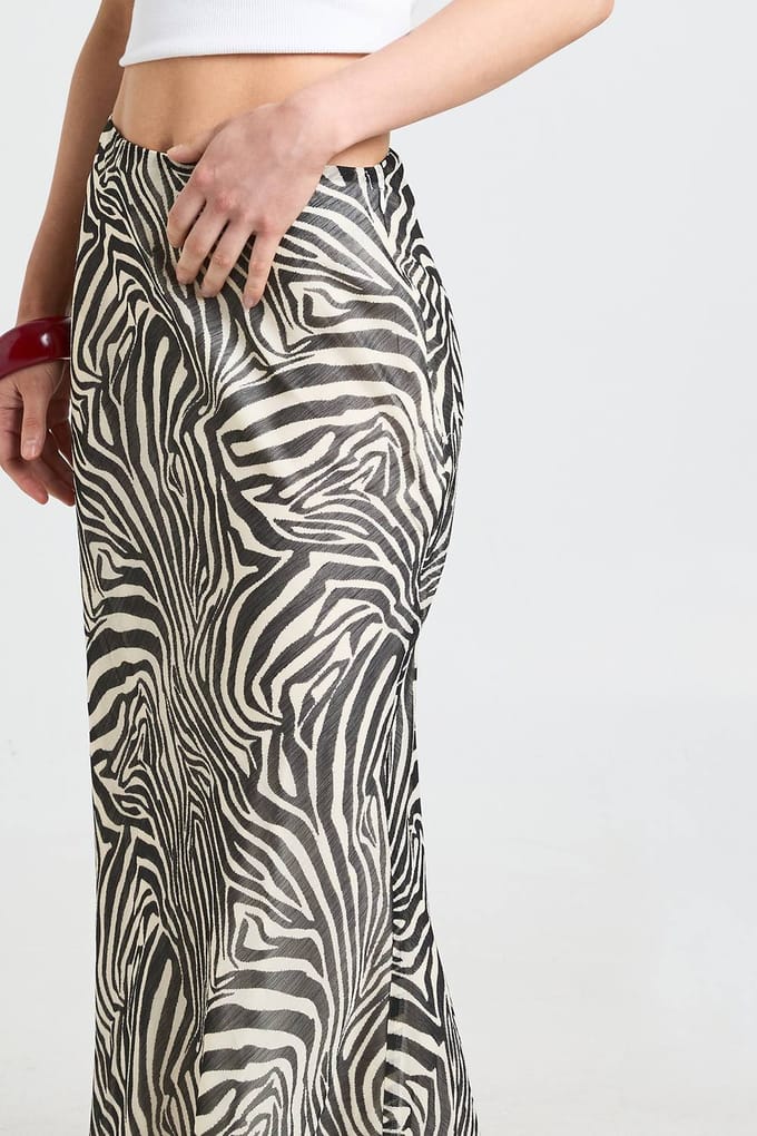 boohoo Dames Petite Zebraprint Chiffon Maxi Rok | Maat: 40