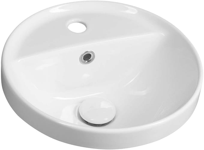Sapho Wastafels - Wastafel, diameter 38 cm, met overloop, kraangat, wit TU0652
