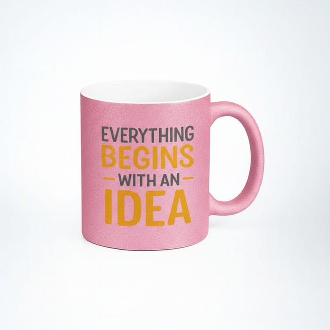 Roze Mok met Inspirerende Quote "Everything Begins With An Idea