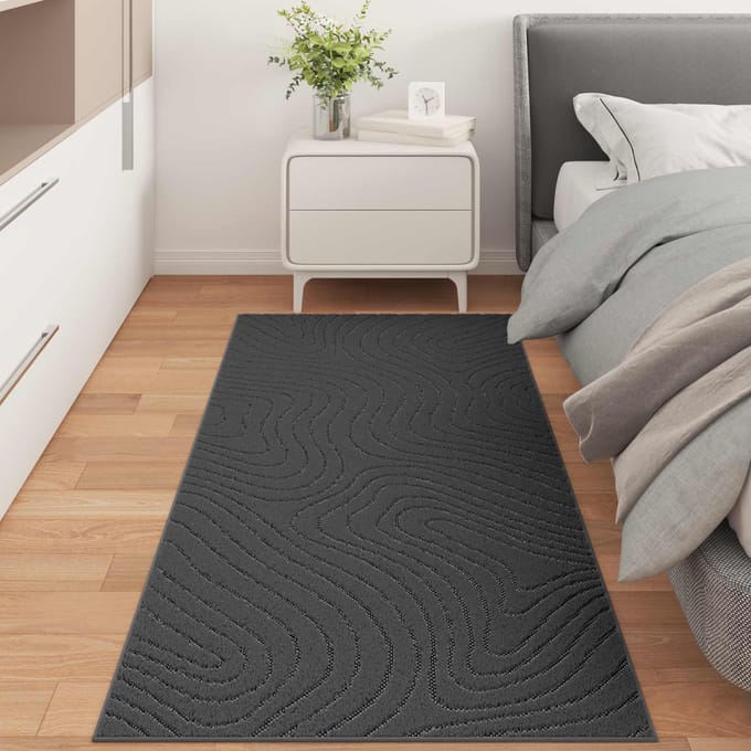 vidaXL - Binnen- - en - buitenkleed - PALMERAS - Antraciet - 200 - x - 80 - cm - Polyester