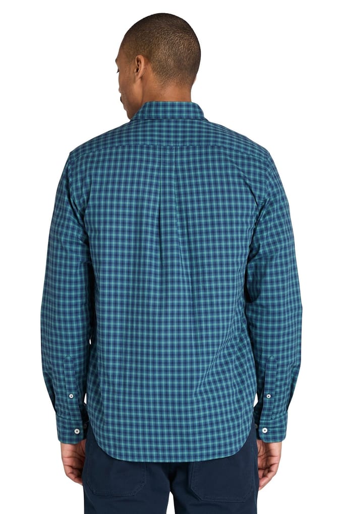 Timberland Stretch Poplin Gingham Shirt Dark Denim Größe: M | Casual hemden Outlet | Herren | Blau