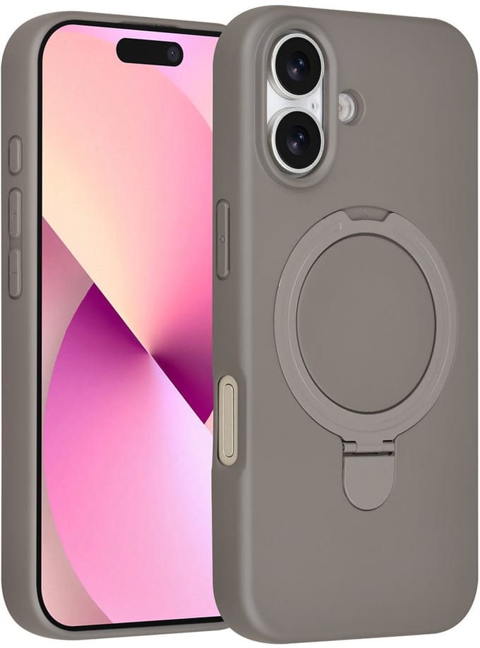 TUNIQ telefoonhoesje voor Apple iPhone 16 - MagSafe met ringstand - Titaniumgrijs