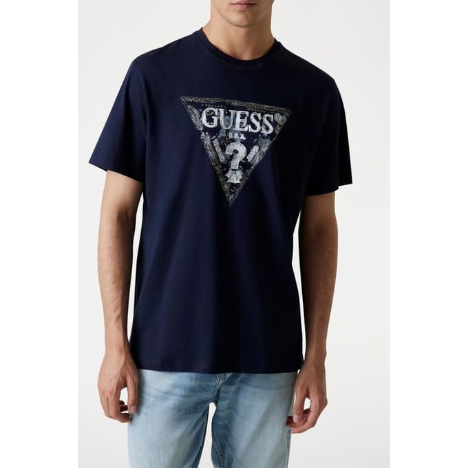 GUESS Ss Cn  Triangle Smart Blue Taglia: XL | Magliette basic Outlet | Uomo | Blu