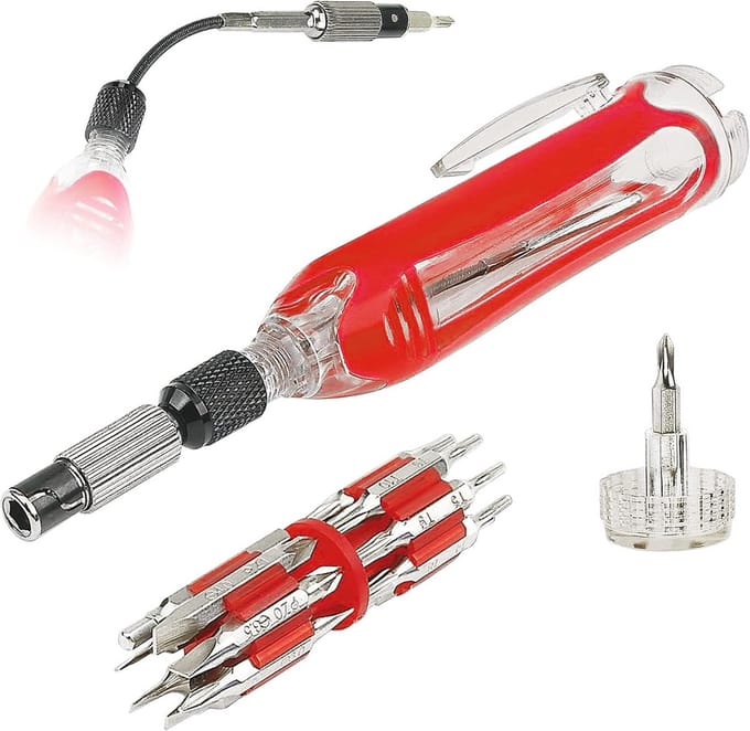 Precisie Schroevendraaier - Multitool Schroevendraaier - Klusjes Uitvoeren - Flexibel Uittrekbaar - 30-in-1 - Rood