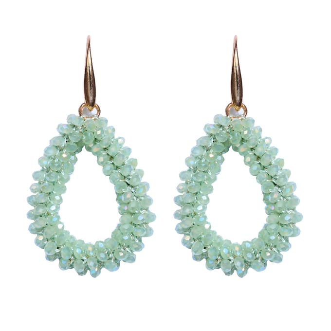 Lajetti - Druppel Oorbel Mintgroen - Dames Oorbellen - Beaded Earrings