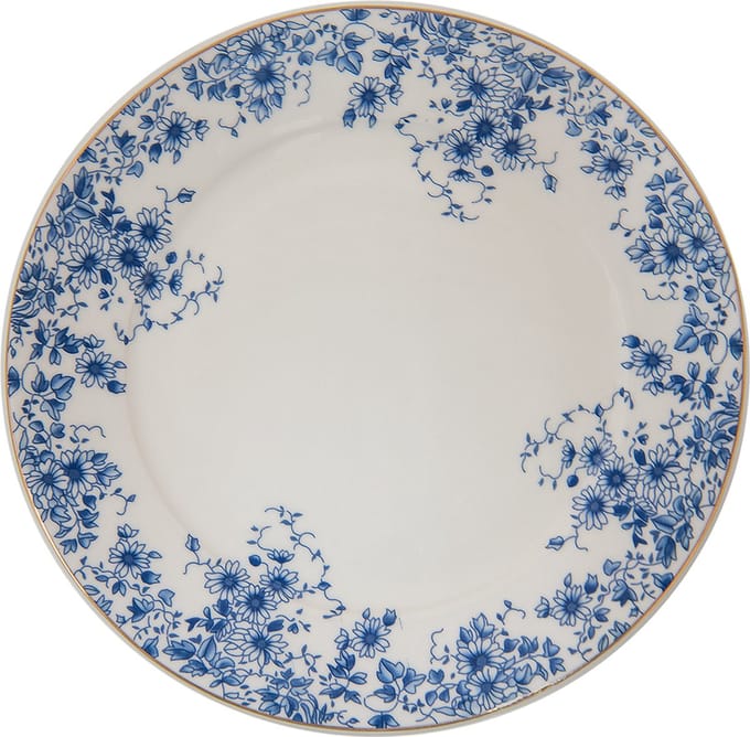 Clayre & Eef Dinerbord Blauw Porselein Rond Bloemen