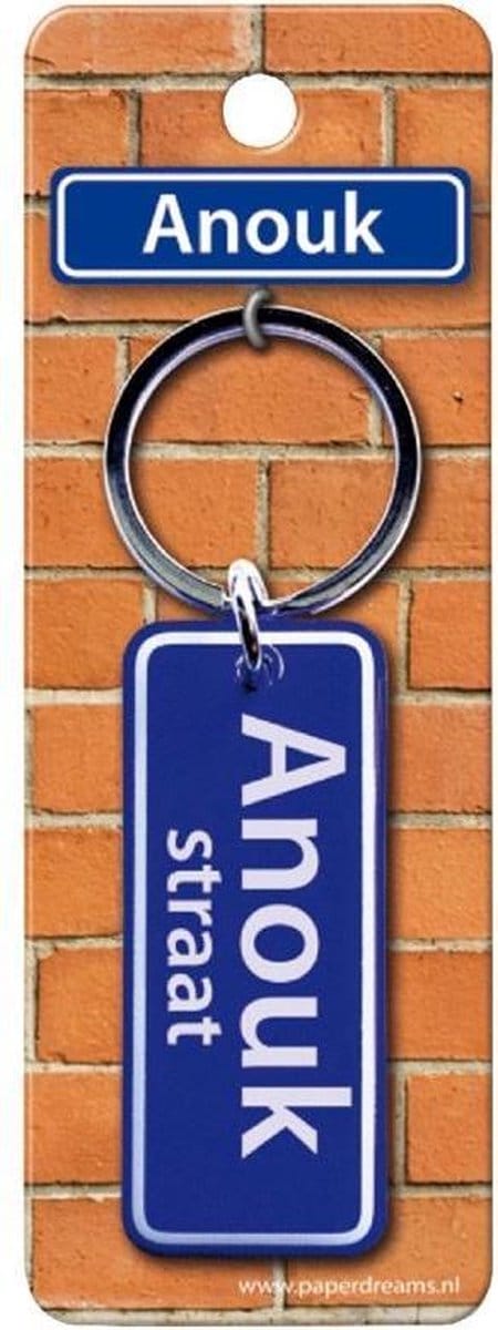 Paper Dreams Sleutelhanger Straatnaam Anouk 9 Cm Staal Blauw