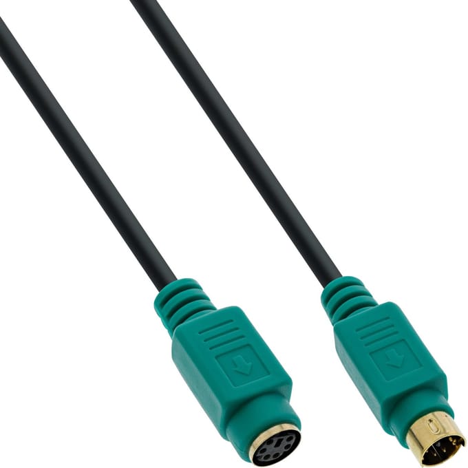 Premium Mini DIN 6-pins PS/2 data verlengkabel / zwart/groen - 2 meter