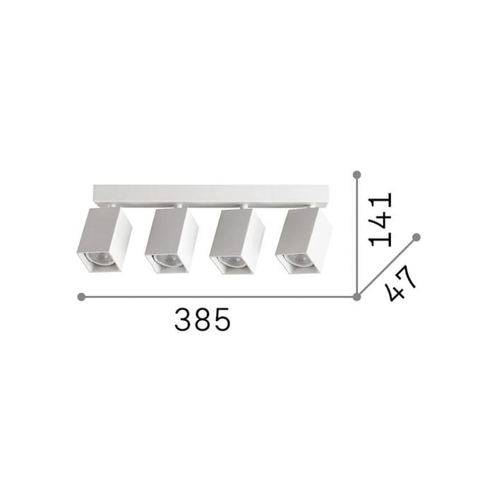 IDEAL LUX plafondspot Dynamite Square wit, 38 cm, 4-lamps