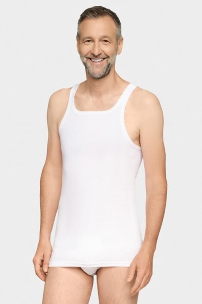 Con-ta - 2-pak gladde heren singlets 700/6710 - wit - maat 5 (M)