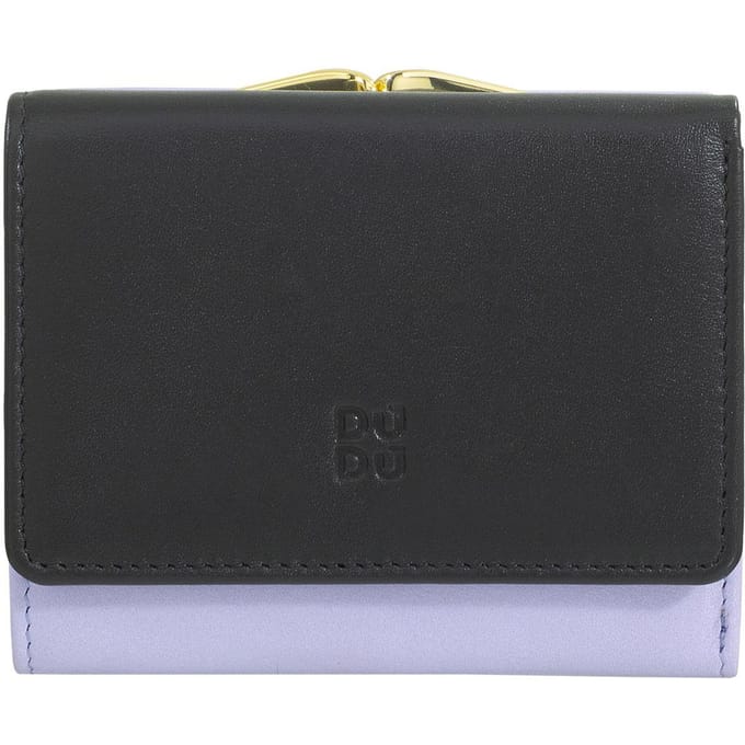 DuDu Corsica Portemonnee RFID-bescherming Leder 11 cm - Dames - Horizontaal - black-lavander